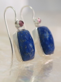 Lapis Lazuli & Pink Tourmaline Earrings in Sterling Silver